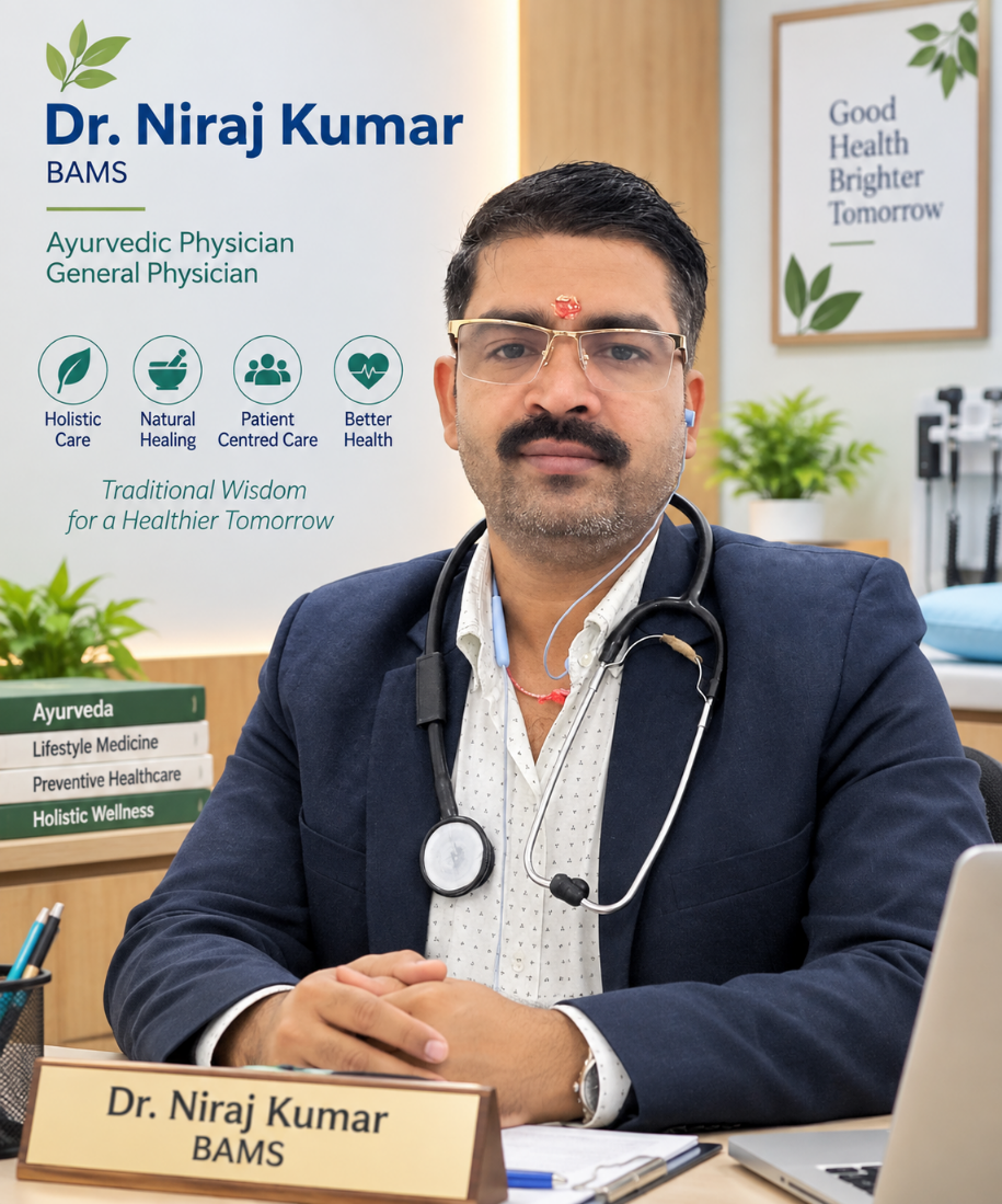 Dr. Niraj Kumar, BAMS physician at Lakhisarai Institute of Nursing and Hospital.